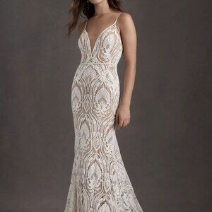 Willowby by Watters Bonnie Gown Size 10 Boho Lace